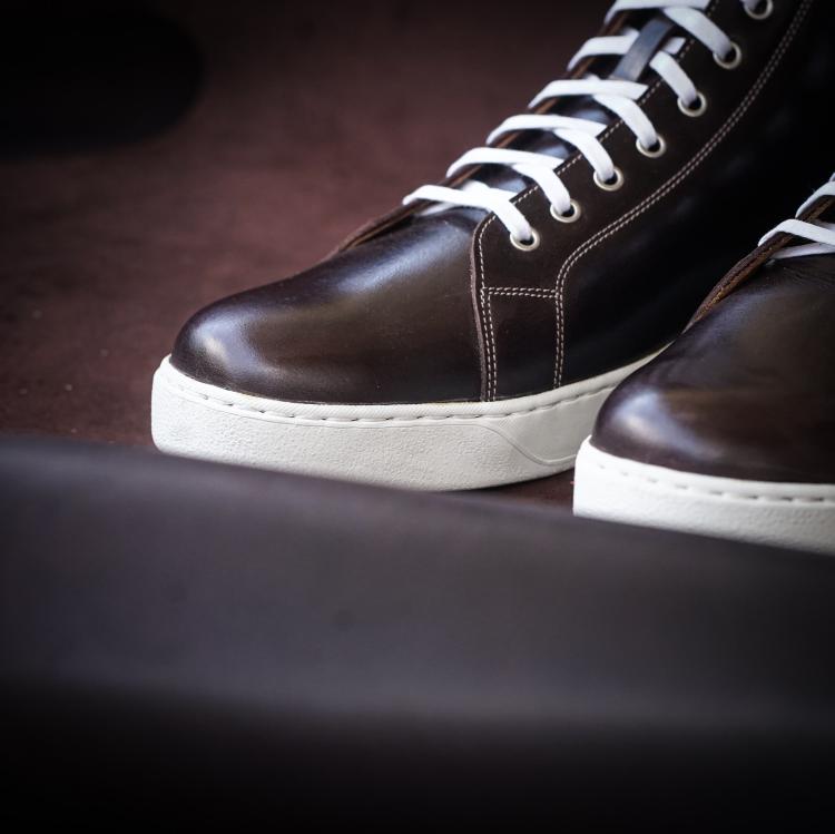 Songo High Top Rubber Sole Sneakers with Veg Tan Leather